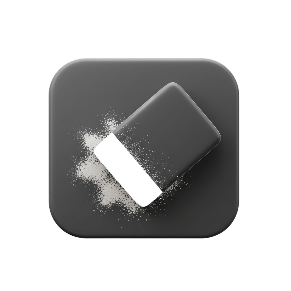 Abstract 3D Render of a Grey Rectangle Cleaning a Surface with White Powder Dust Cleaning Concept png