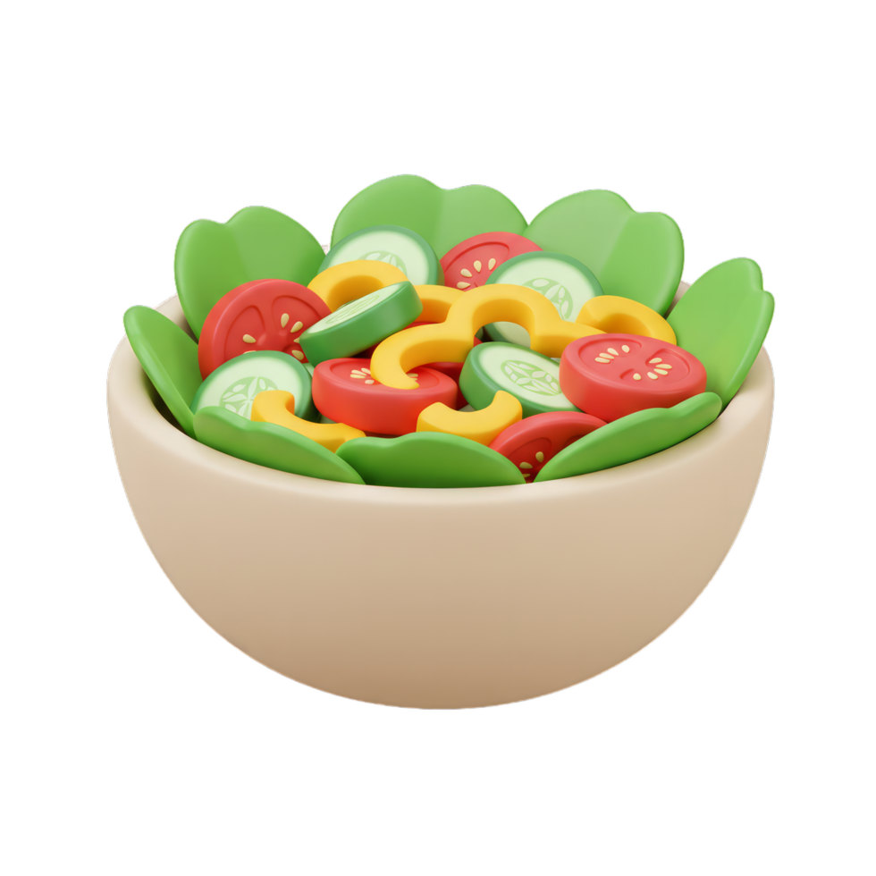 Vibrant 3D Render of a Fresh Vegetable Salad in a Bowl, Healthy Eating Concept png