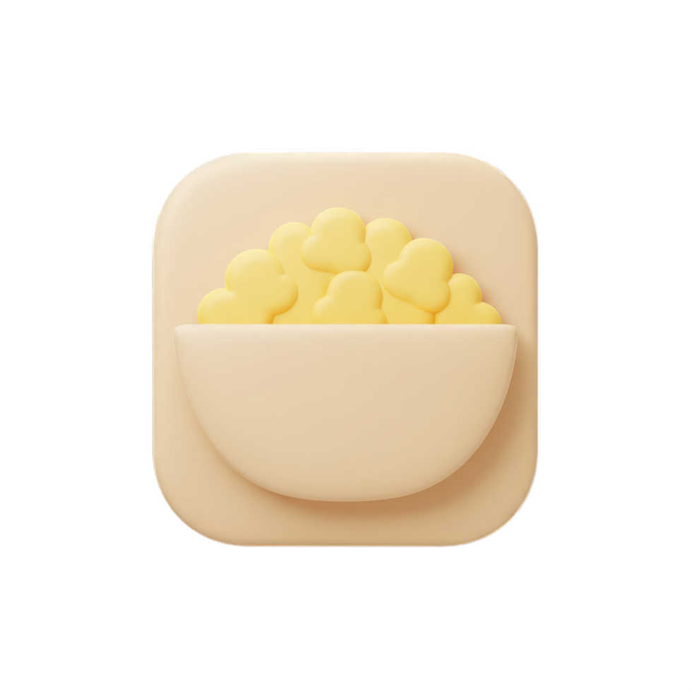Adorable 3D Render of Heart-Shaped Cereal in a Bowl App Icon Design png