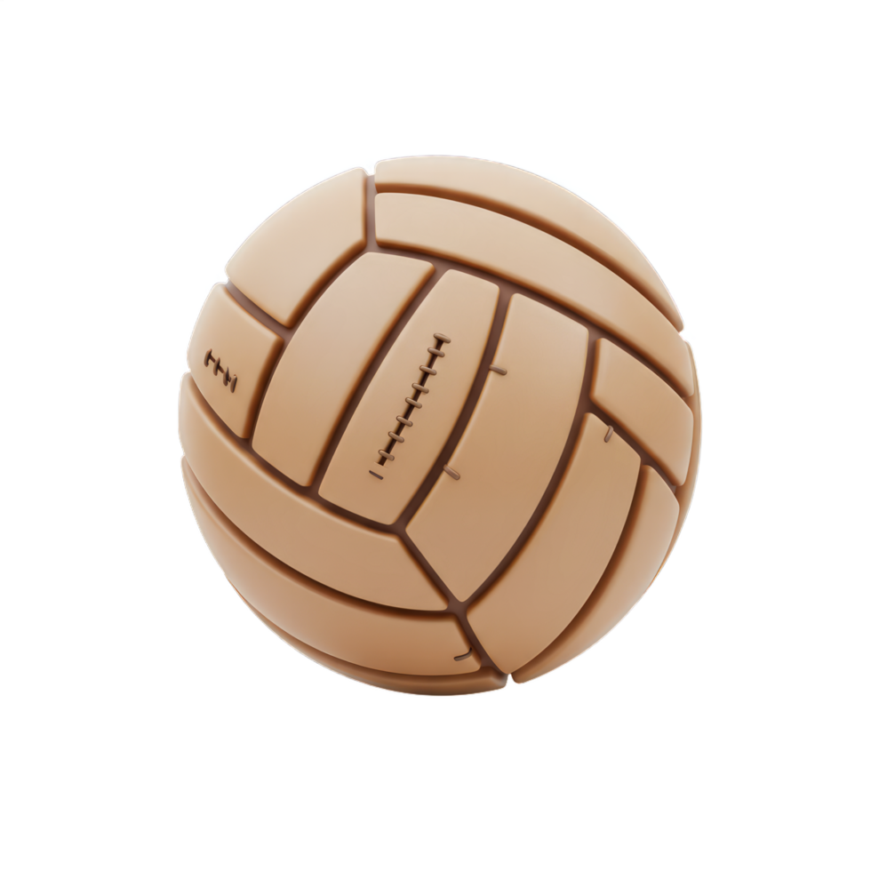 A Detailed 3D Render of a Tan Volleyball With Stitching Accents, Studio Shot Against Black Background png