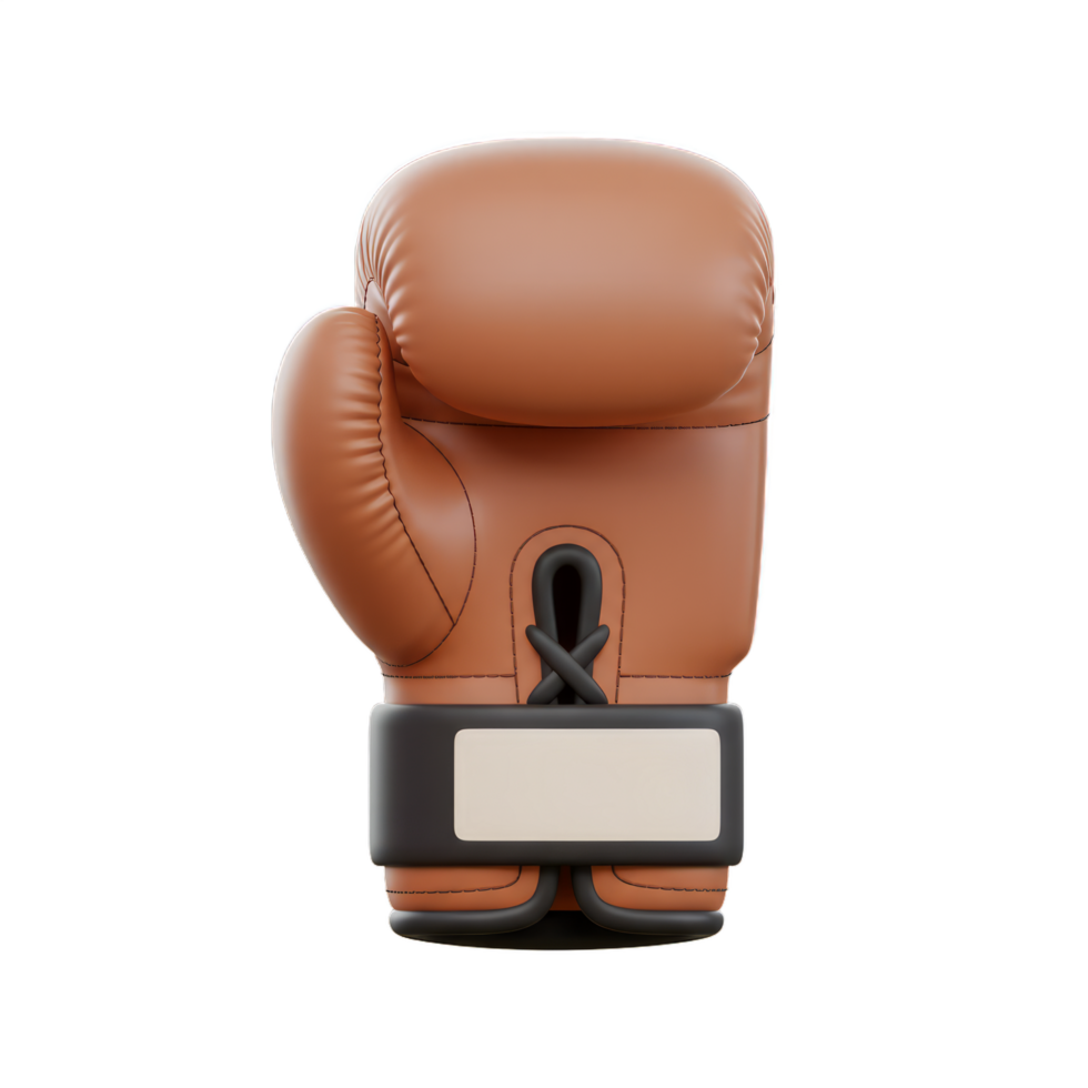 Brown Leather Boxing Glove 3D Render High Quality Isolated on Black Background png