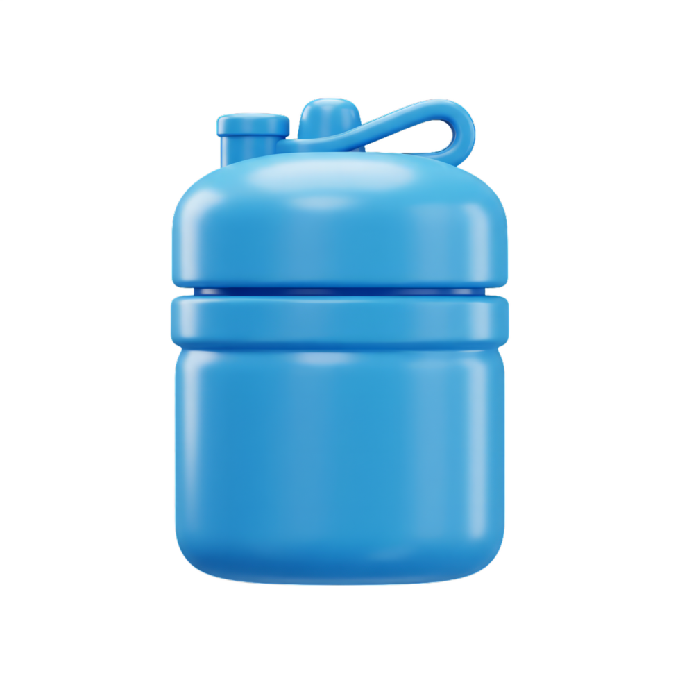 A Stunning 3D Render of a Light Blue Water Bottle with a Carry Handle, Ideal for Hydration on the Go png