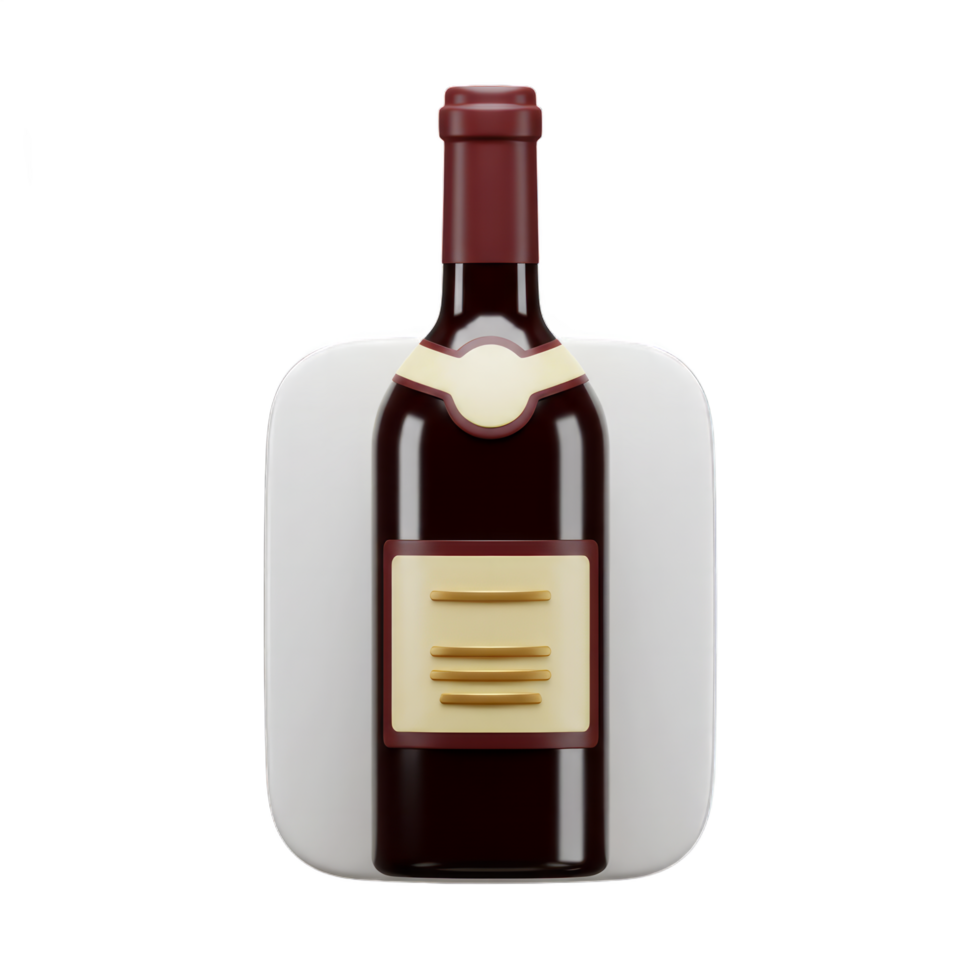 3D Render of a Red Wine Bottle on a White Background Elegant Design for Wine Lovers png