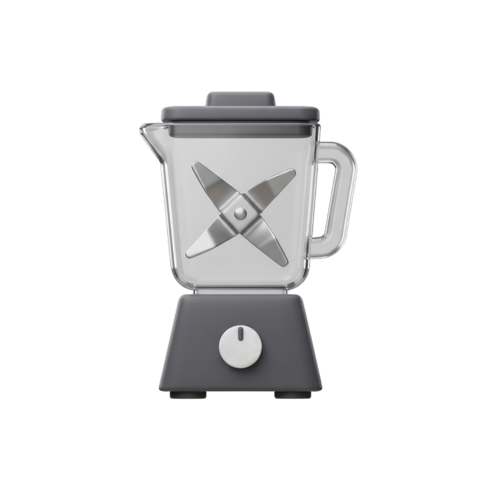 Modern Kitchen Appliance Blender 3D Render Gray and Transparent Design, Smoothie Maker, Powerful Motor, Durable Blades, Easy to Clean png