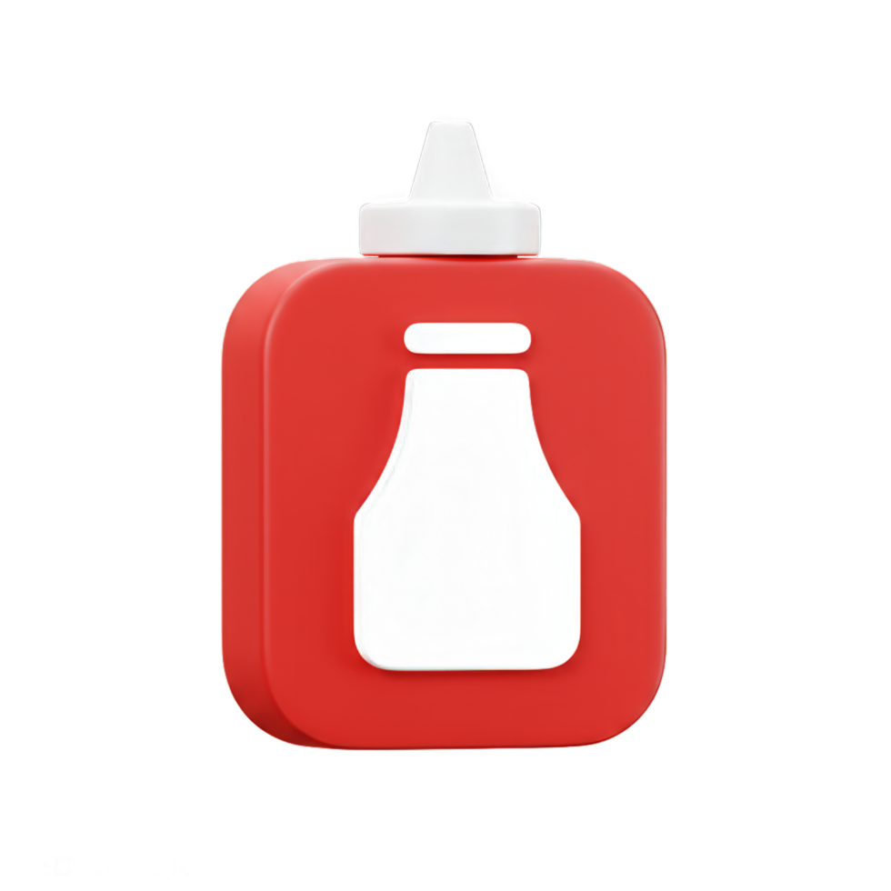 3D Render of a Red Ketchup Bottle Icon Design, A Simple and Clean Graphic for Food Packaging or App Design png