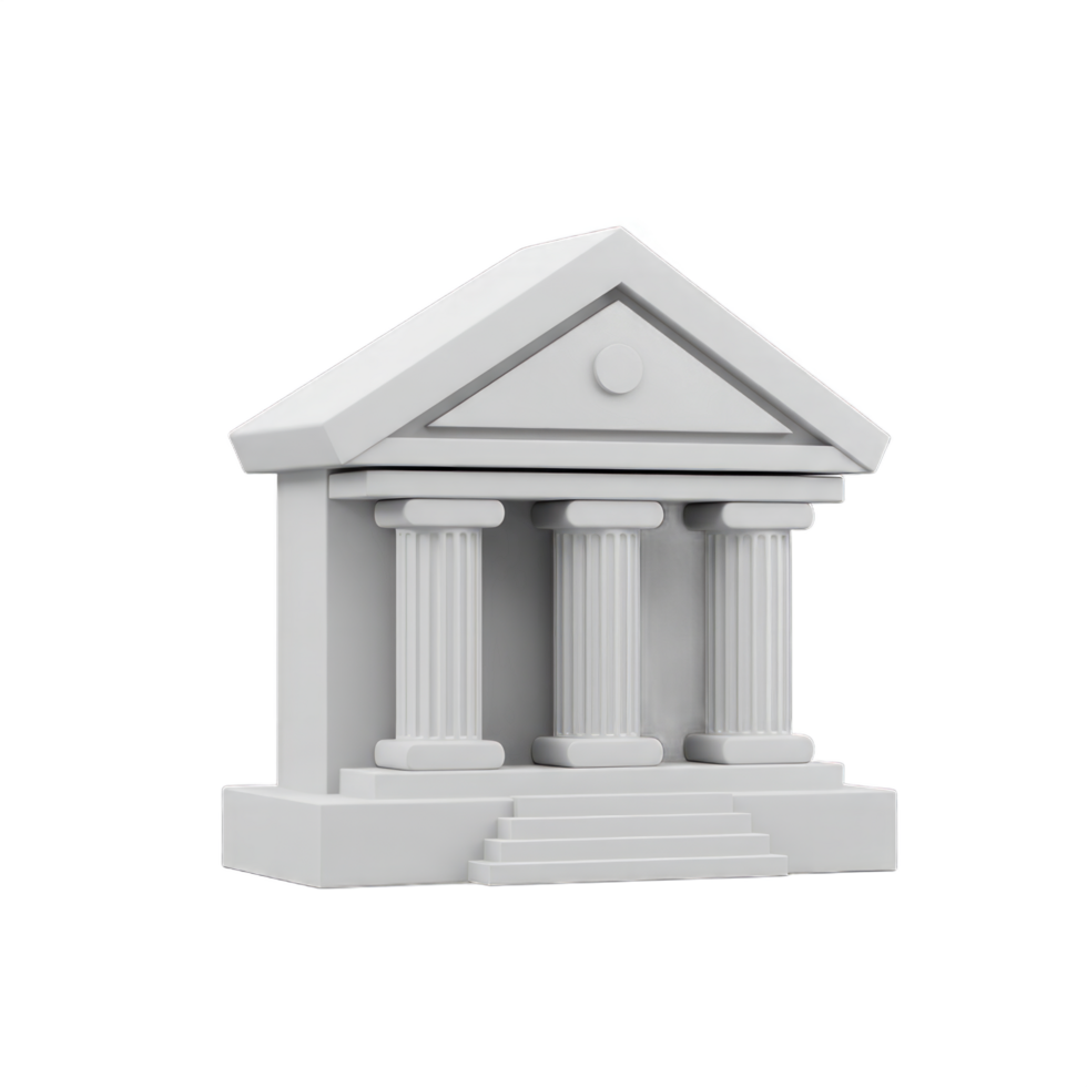 3D Render of a Classic Greek Temple Architecture Model Simple White Design Minimalist Building Structure png