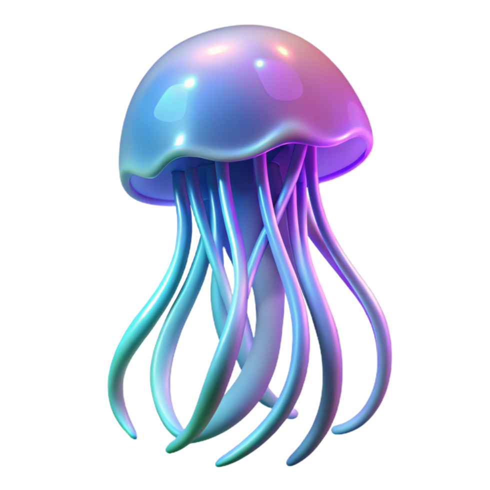 3D Render Neon Jellyfish png