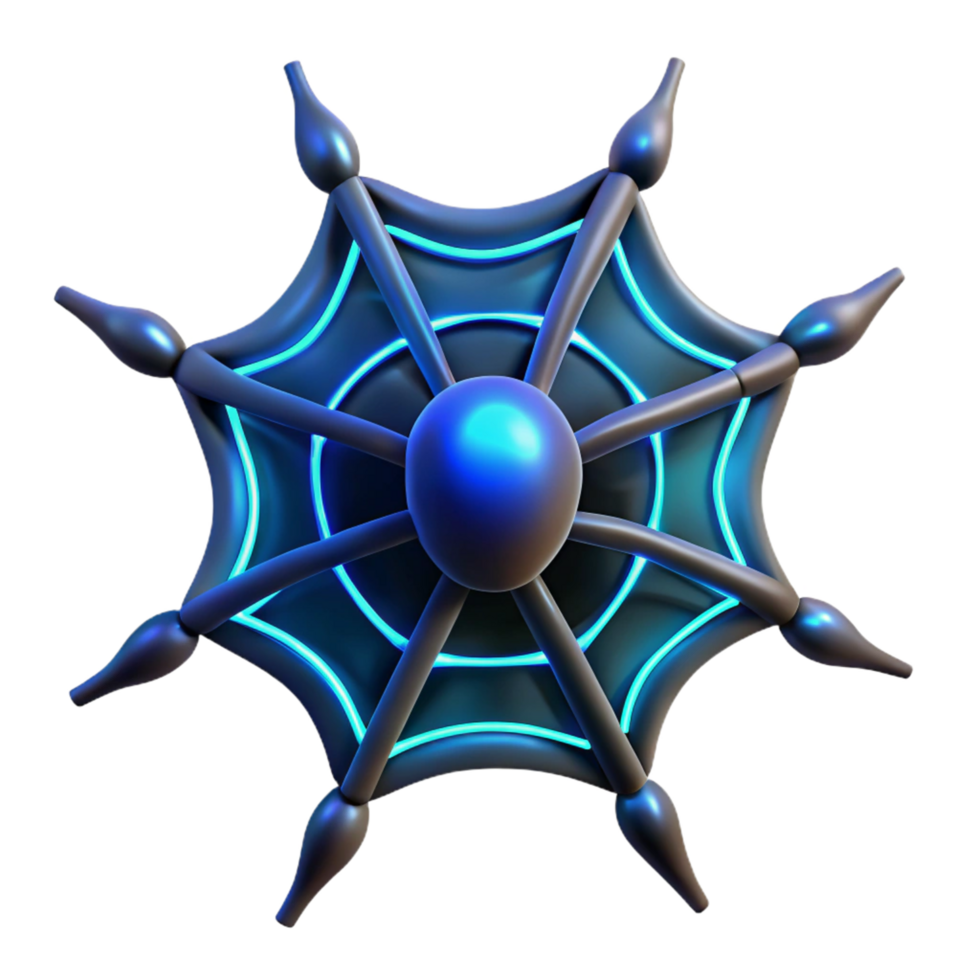 Futuristic 3D Render of a Glowing Blue and Gray Web like Structure png