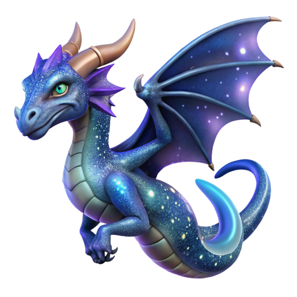 Celestial Dragon 3D Render Sparkling Galaxy Scales Fantasy Creature Illustration png
