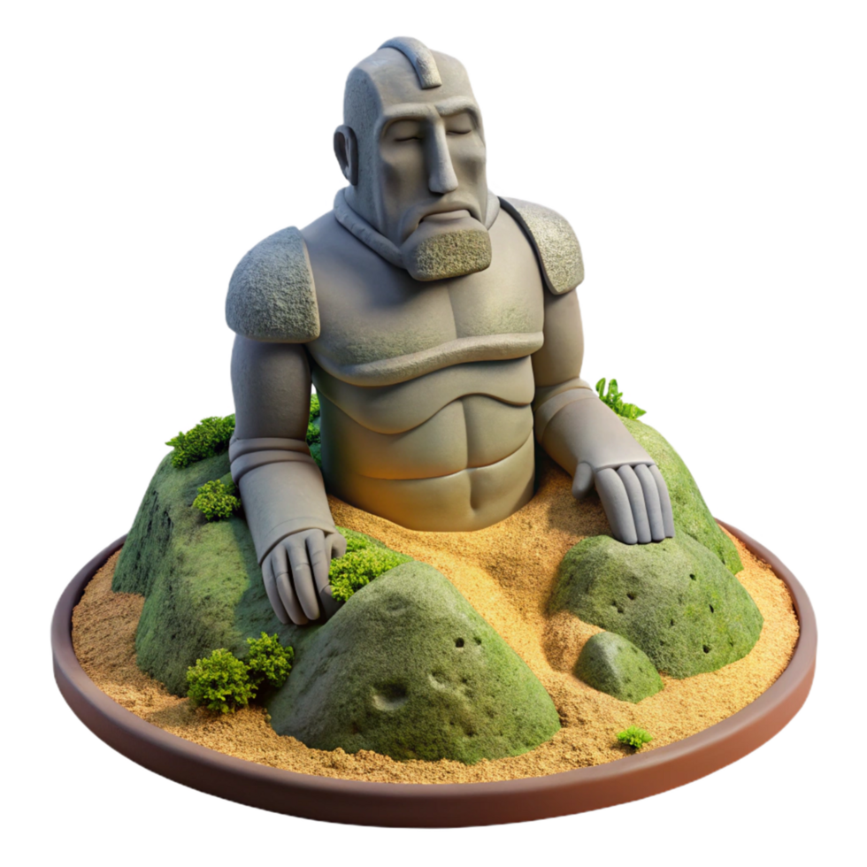 3D Render Stone Guardian Statue Illustration png