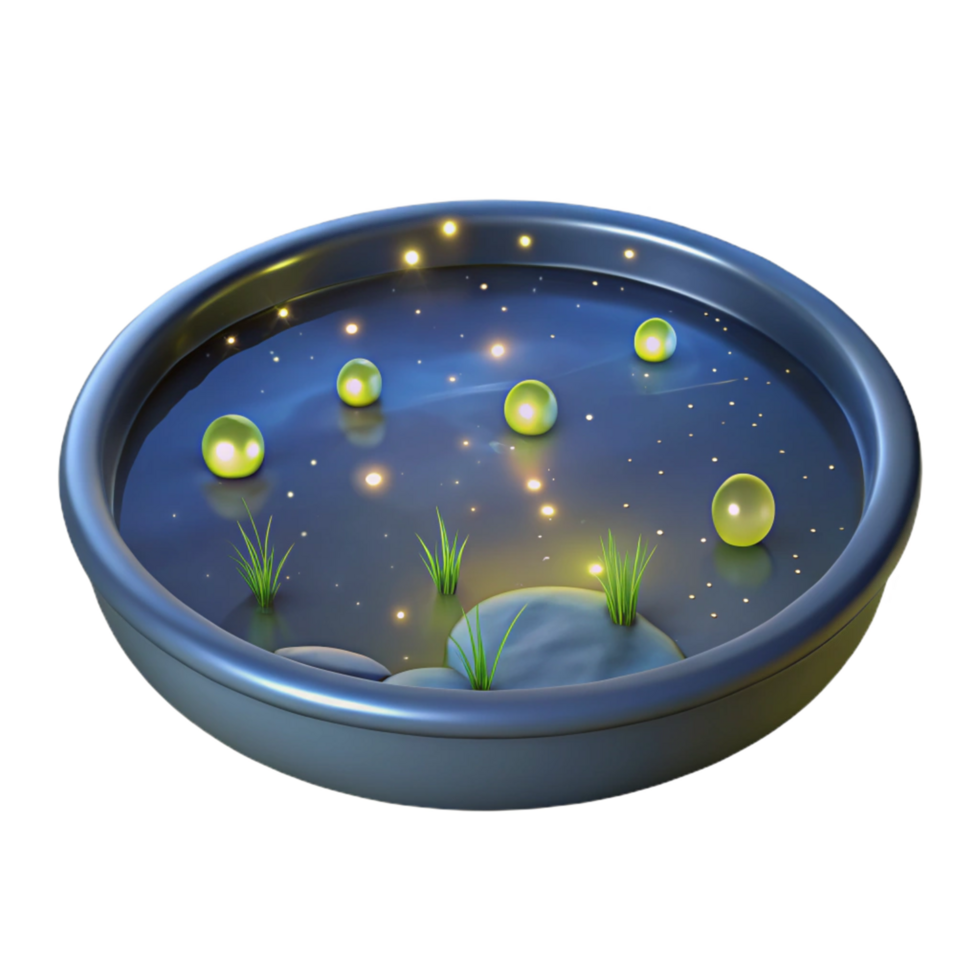 3D Render Night Pond Illustration png