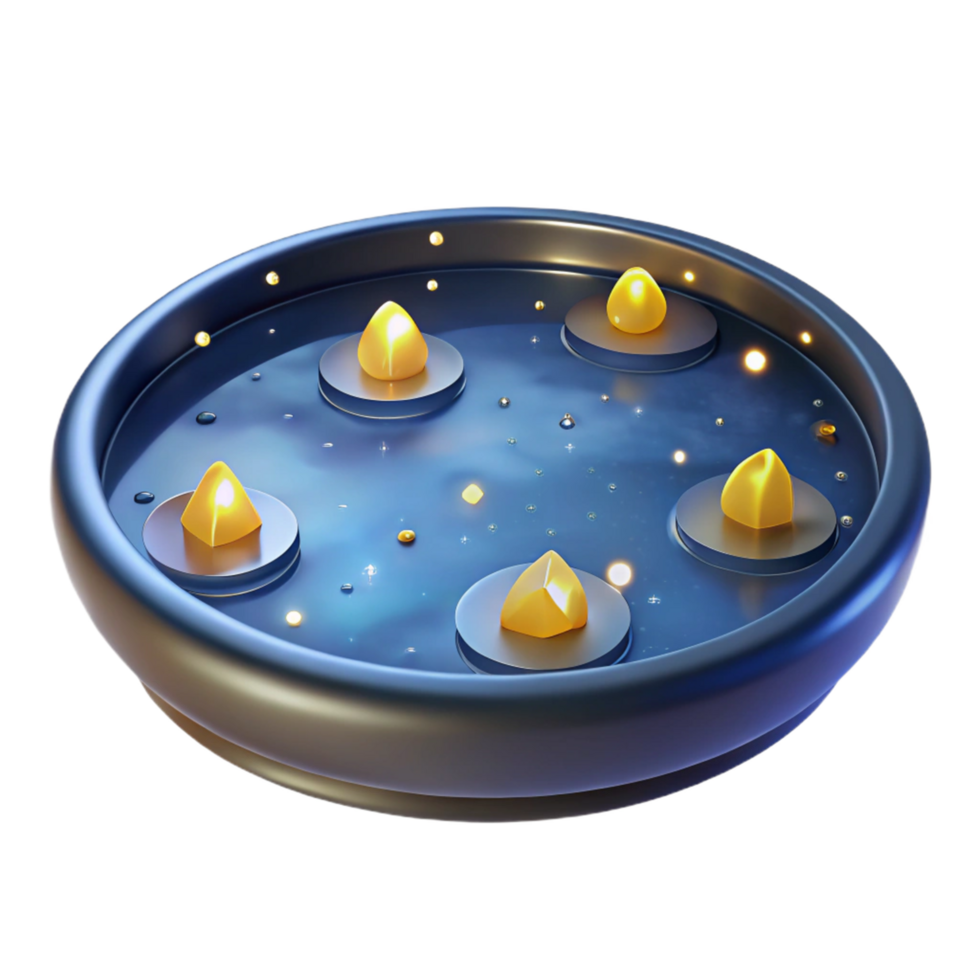 3D Render Floating Candles Dark Blue Abstract Background png