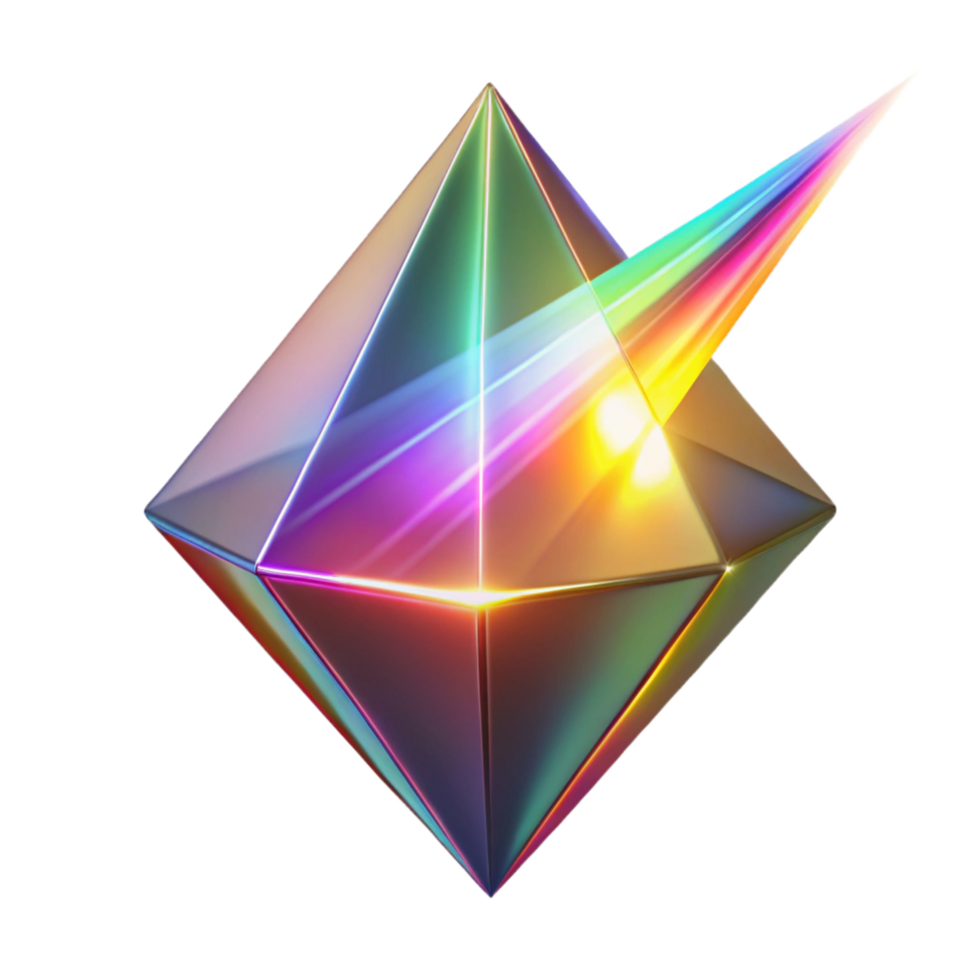Iridescent Gemstone 3D Render Abstract Background Image Prismatic Crystal Geometric Design Shiny Rainbow Light Effects png