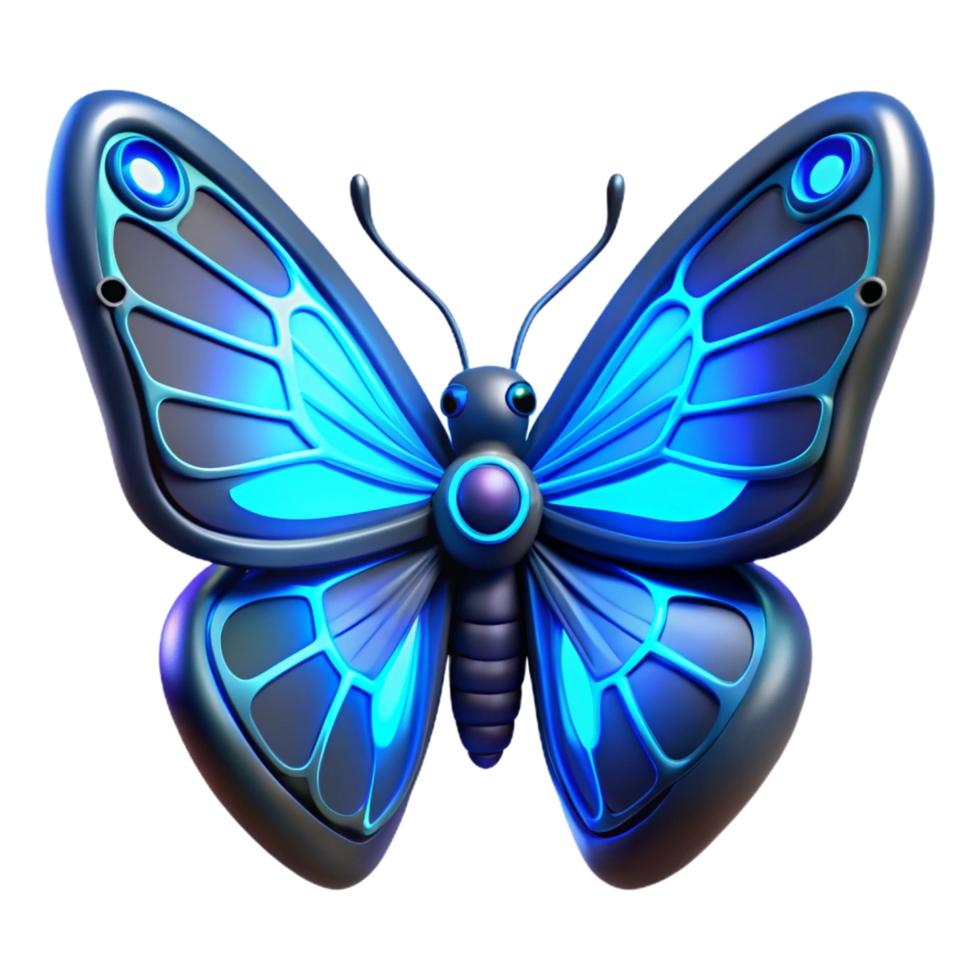 Glowing Mechanical Butterfly A 3D Render of Futuristic Insect png