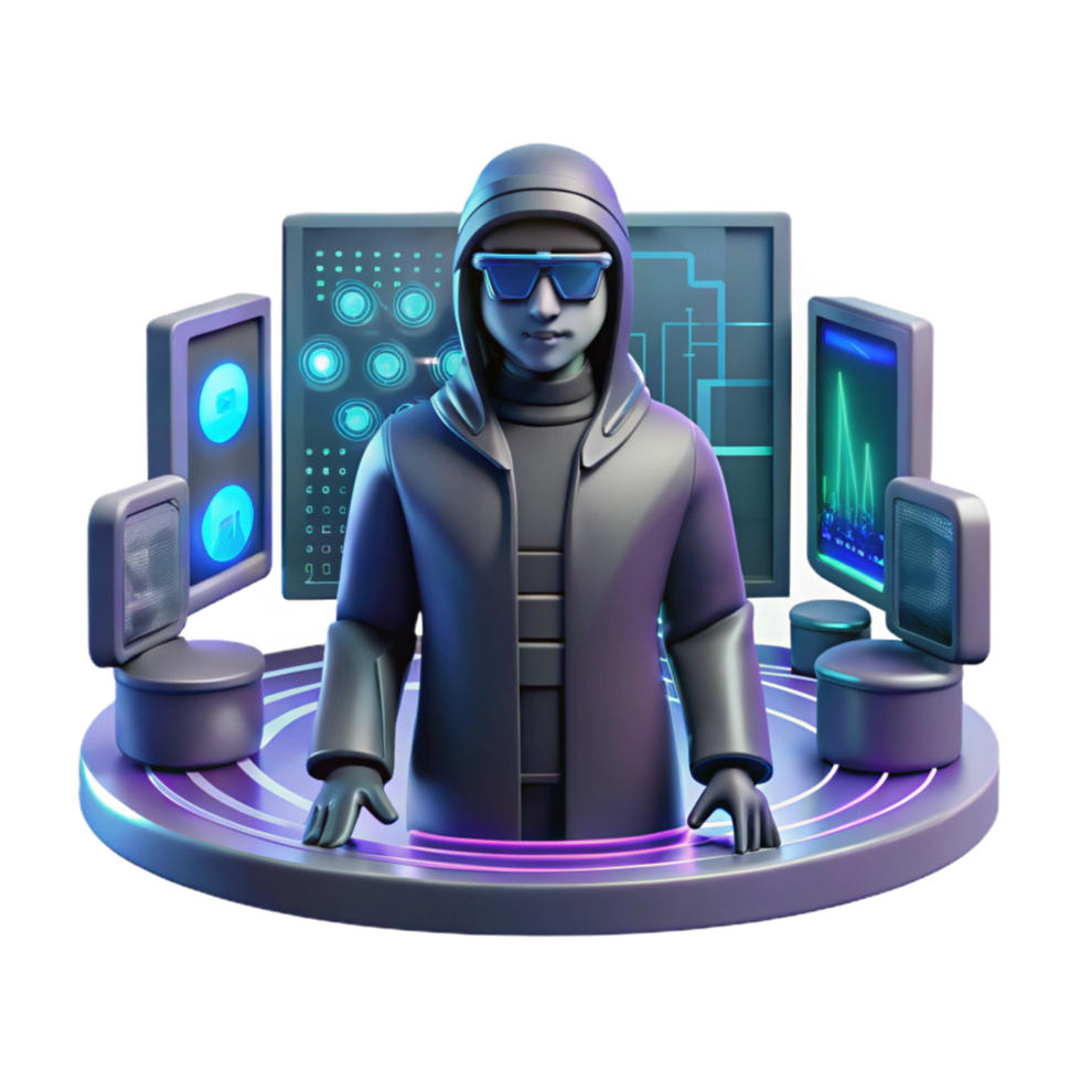 3D Illustration Futuristic Hacker png