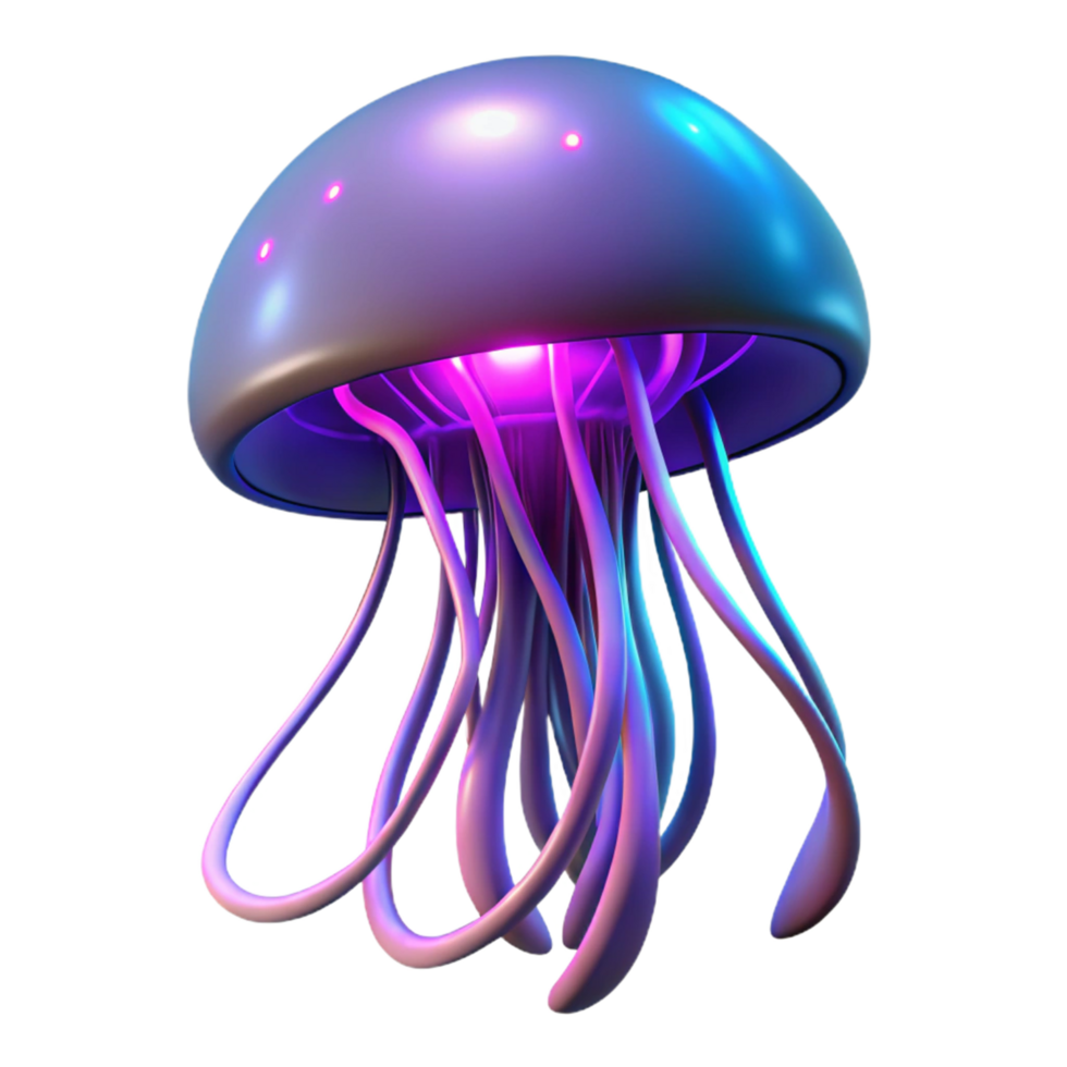 Glowing Jellyfish Abstract 3D Render of a Bio Luminescent Creature png