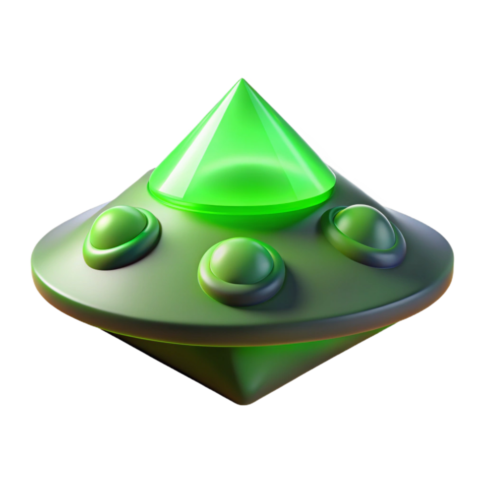 3D Render of a Futuristic Green UFO Spaceship Illustration png