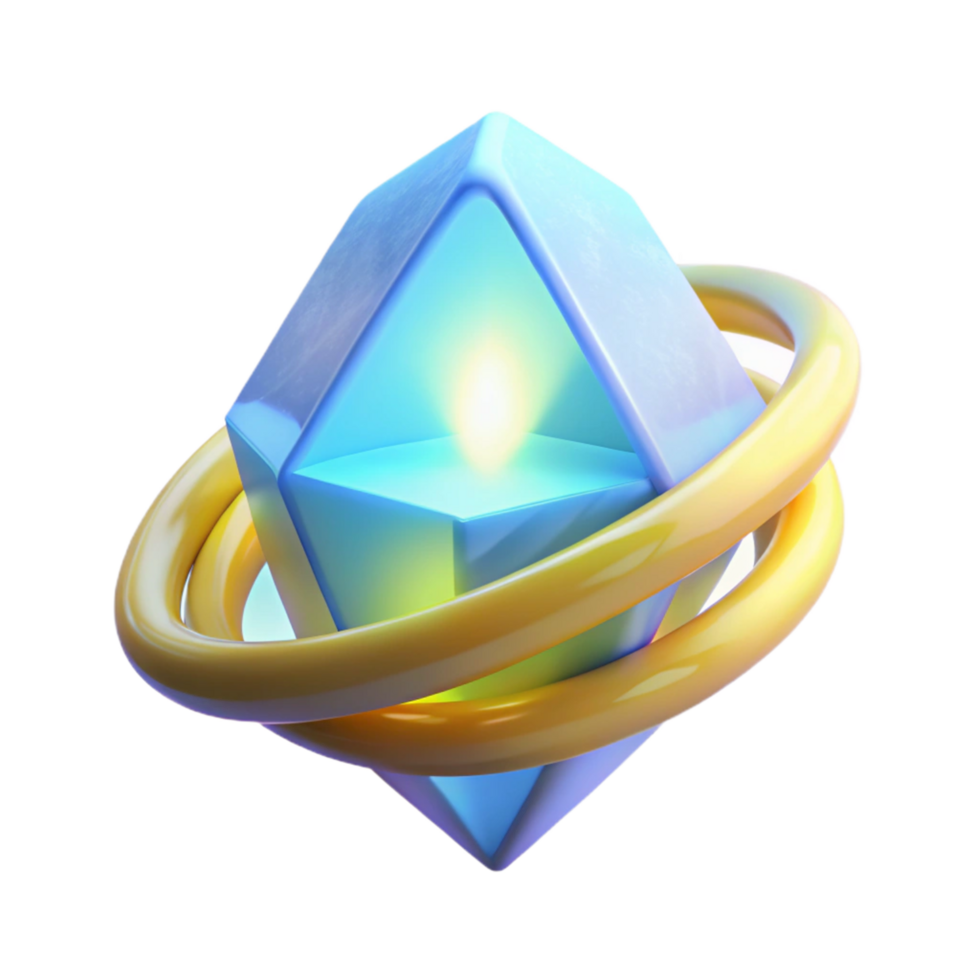 3D Abstract Crystal Gemstone Render png