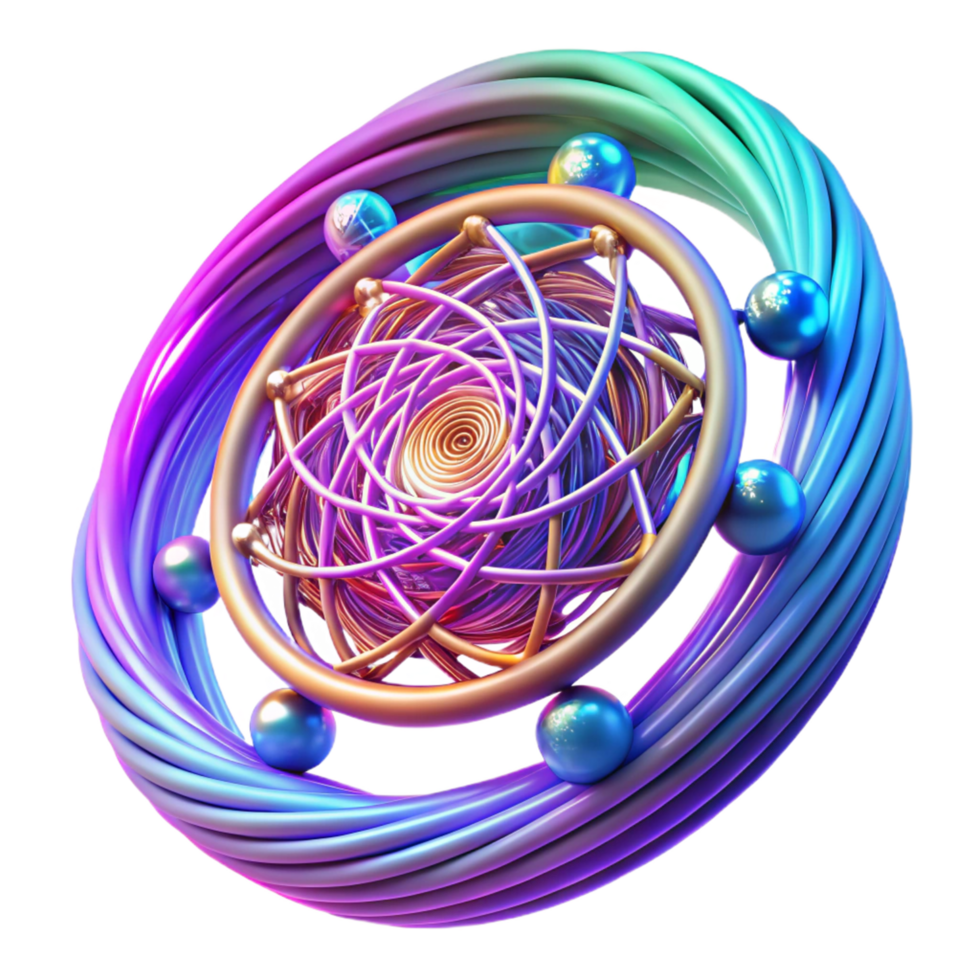 Abstract 3D Render of Colorful Geometric Spiral png
