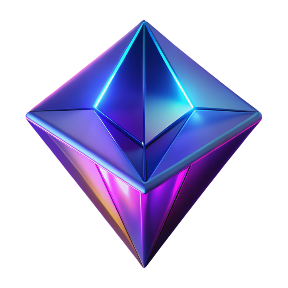 3D Render of a Colorful Geometric Crystal png