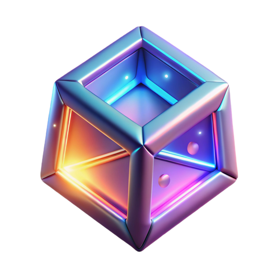 3D Render of Illuminated Cube png