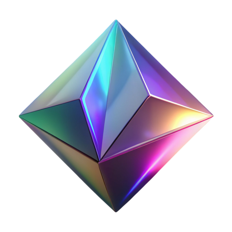 Iridescent 3D Gemstone Pyramid Abstract Background png