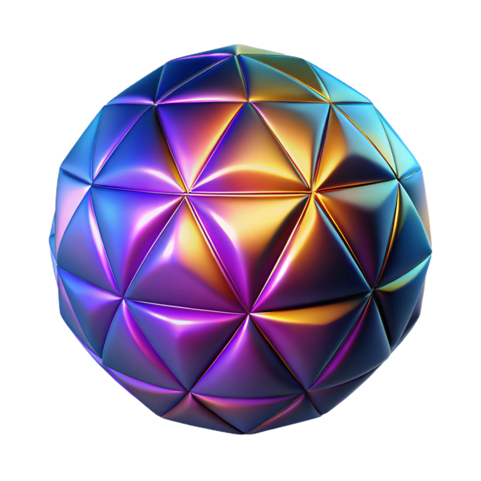 Iridescent Geodesic Sphere 3D Render png