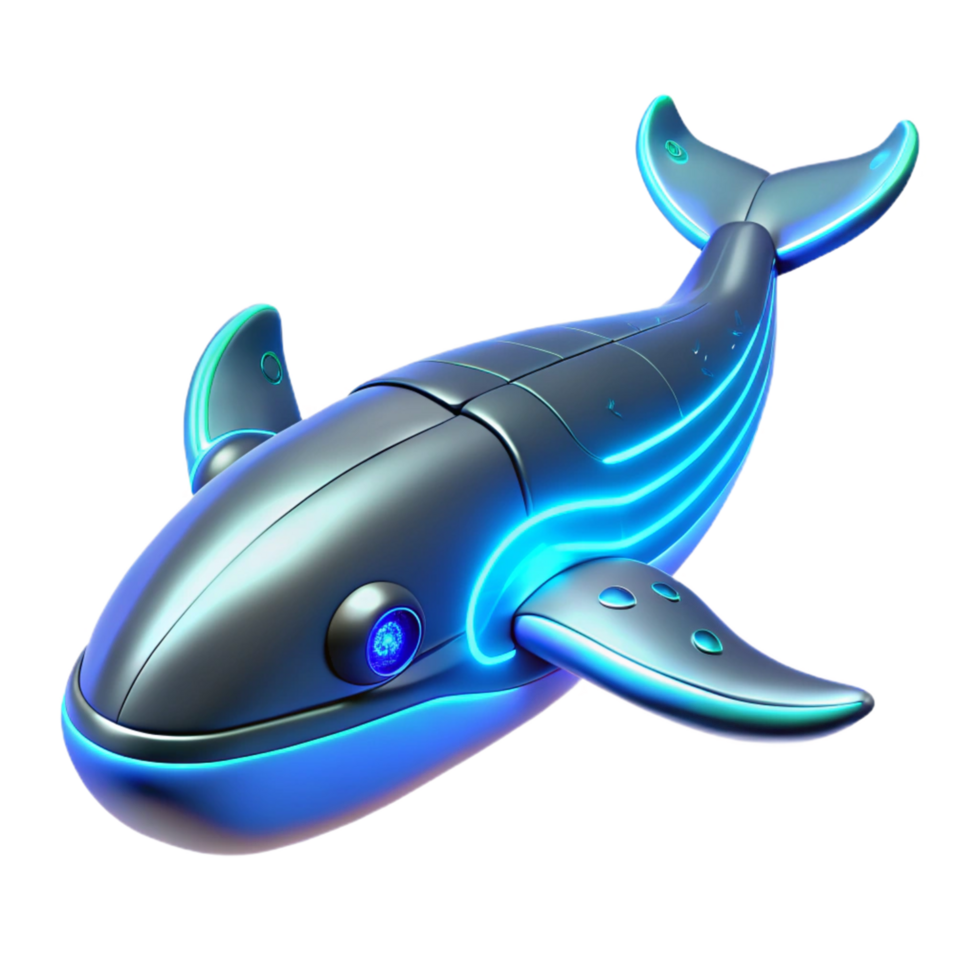 Futuristic Whale Robot 3D Render png