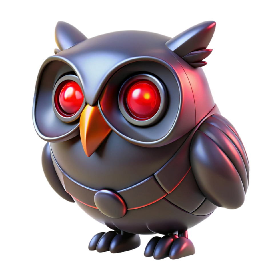 Cybernetic Owl 3D Render Futuristic Robotic Bird Digital Art Graphic Design Illustration png