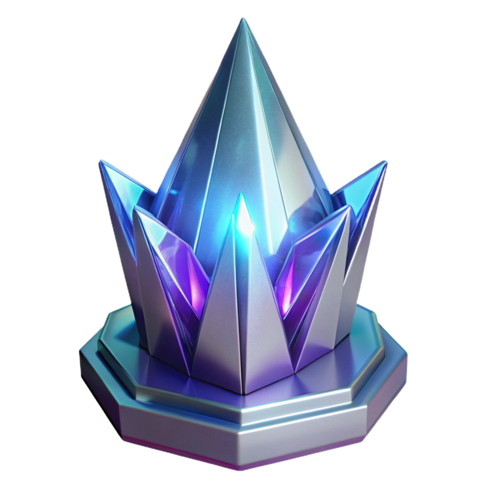 Luminous Crystal Spire A 3D Render of a Futuristic Geometric Crown png