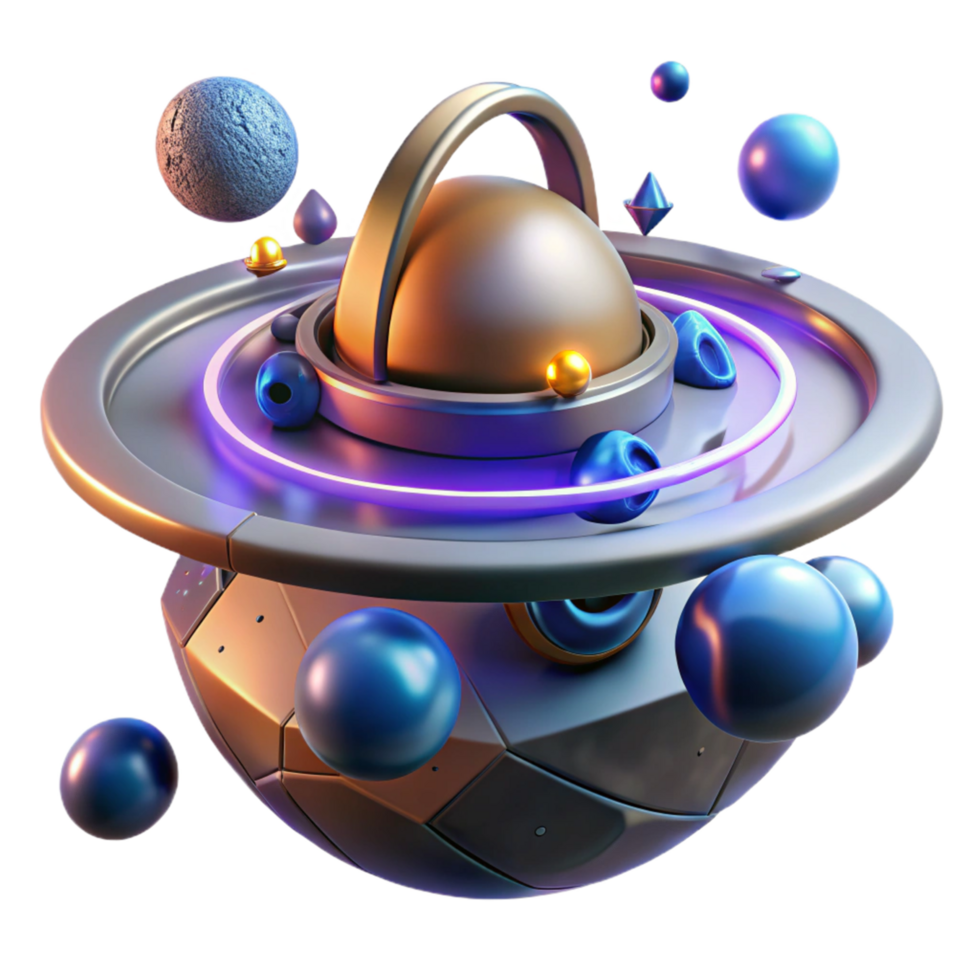 Abstract 3D Render Futuristic Orb png