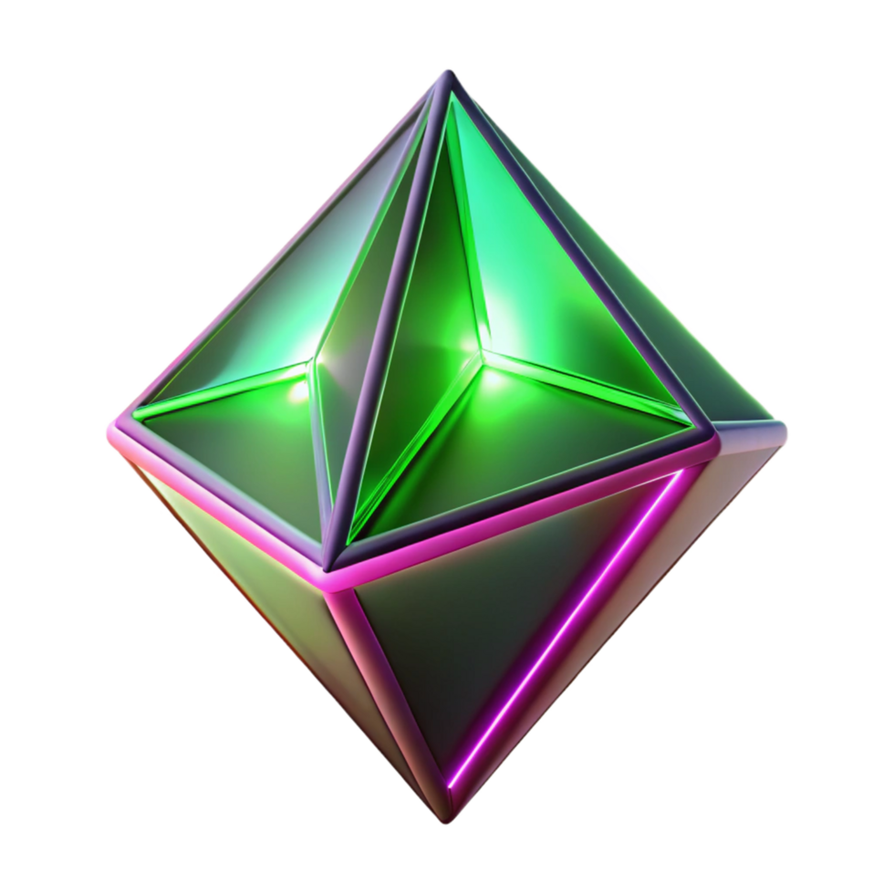 3D Green Pink Neon Pyramid Abstract Background png