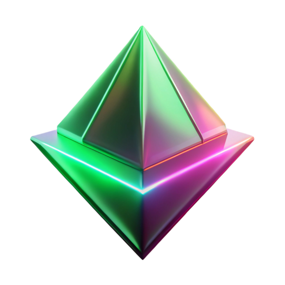 Vibrant Green and Pink 3D Pyramid Abstract Background Illustration png