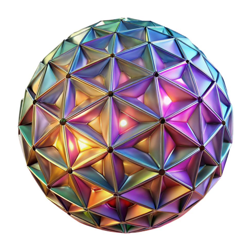 Iridescent Geodesic Sphere 3D Render Abstract Background Image png
