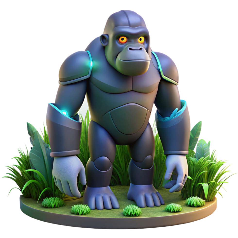 3D Render Gorilla in Armor Jungle Illustration png
