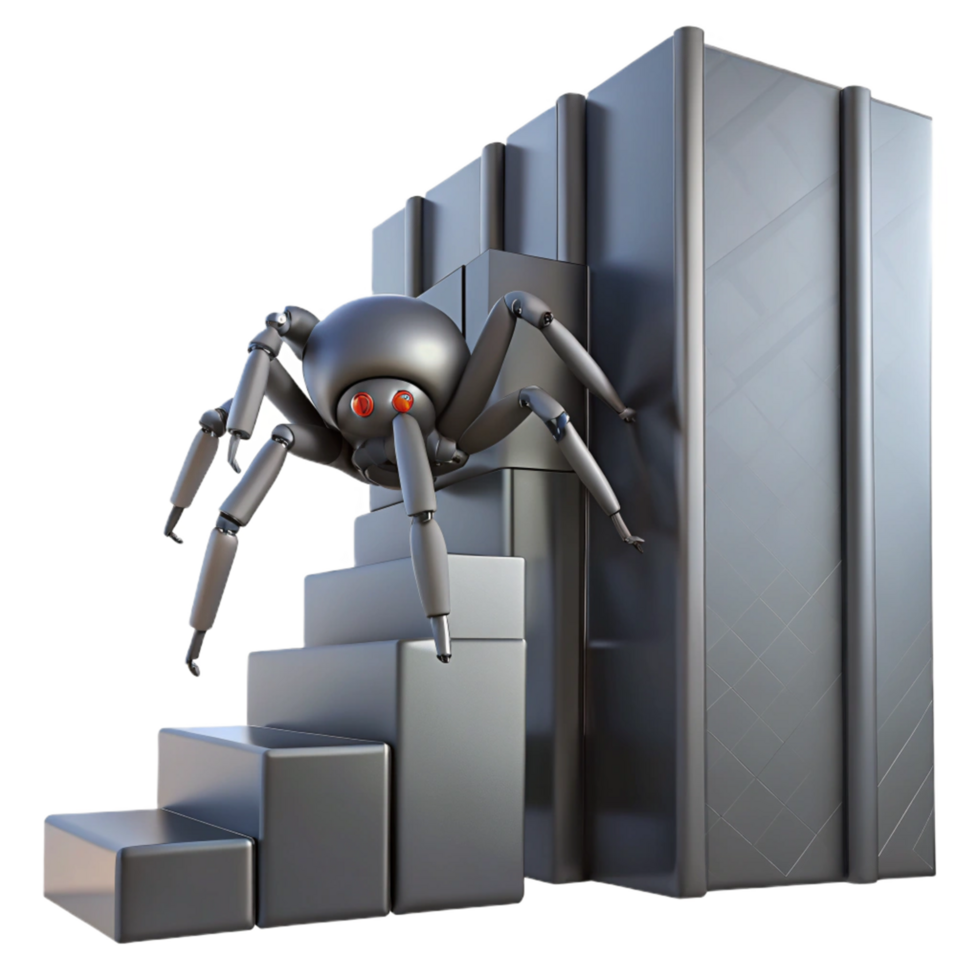 3D Render Robotic Spider Climbing Stairs png