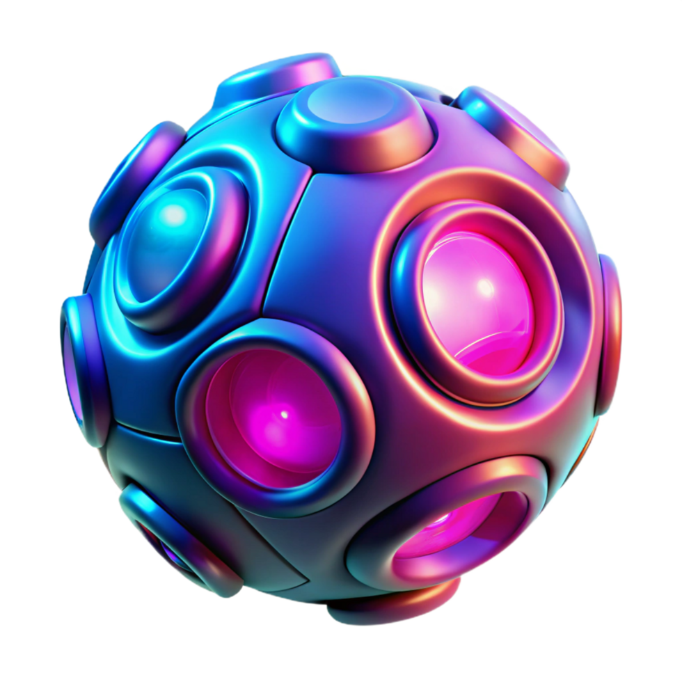Abstract 3D Render of a Futuristic Orb with Neon Lights png