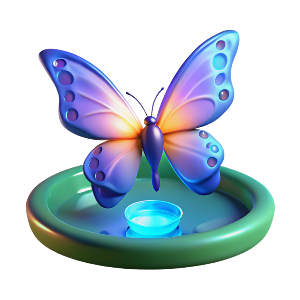 3D Render of a Butterfly at a Water Source png