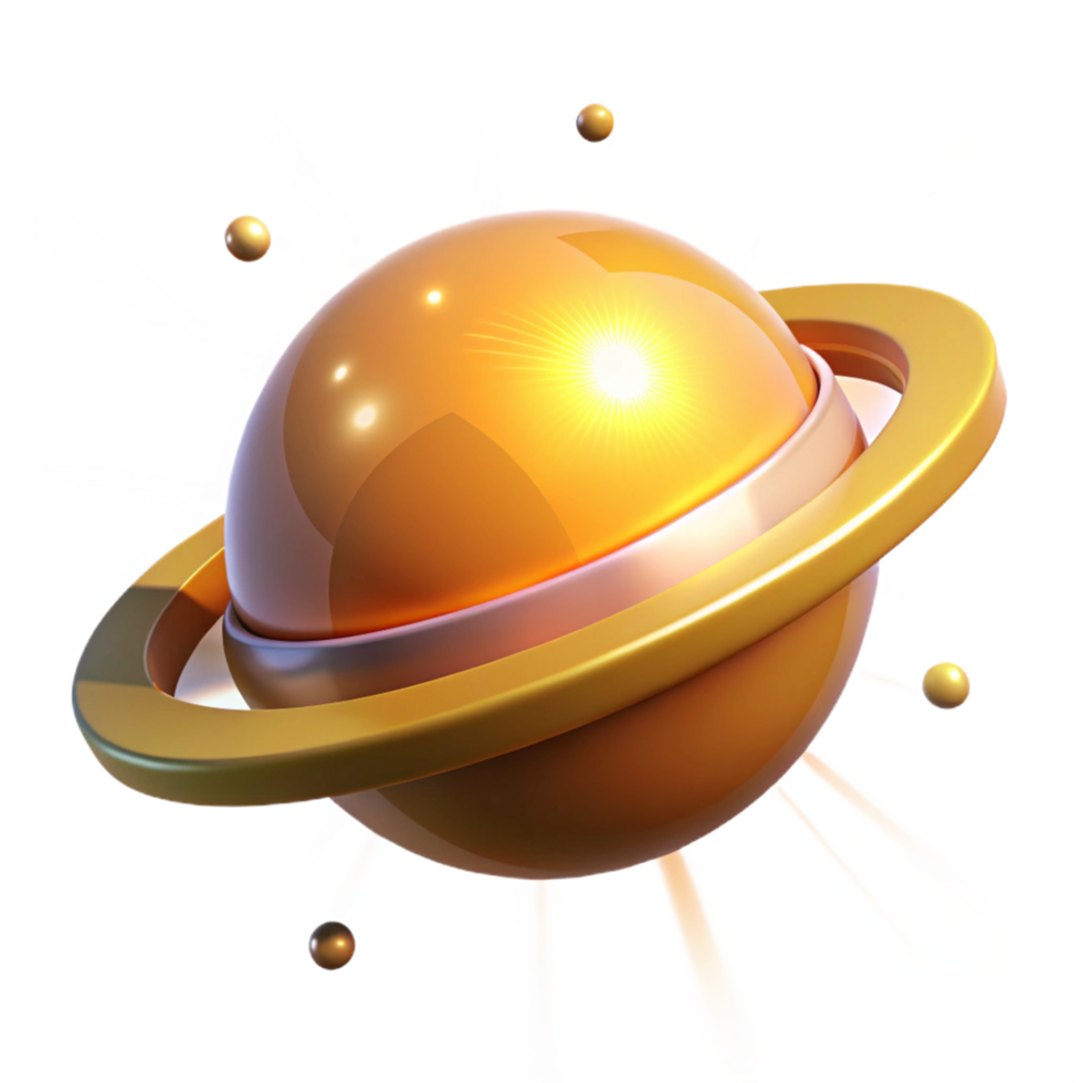 Golden Planet 3D Illustration png