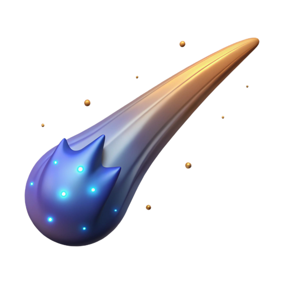 Glowing Comet 3D Illustration png