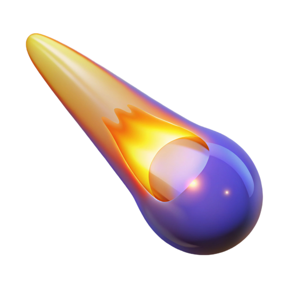 3D Render of a Burning Meteoroid png