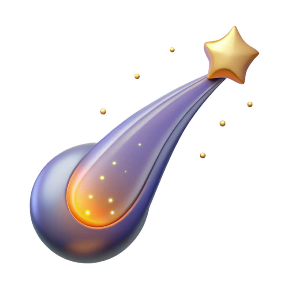 3D Render Purple Comet Star Trail png