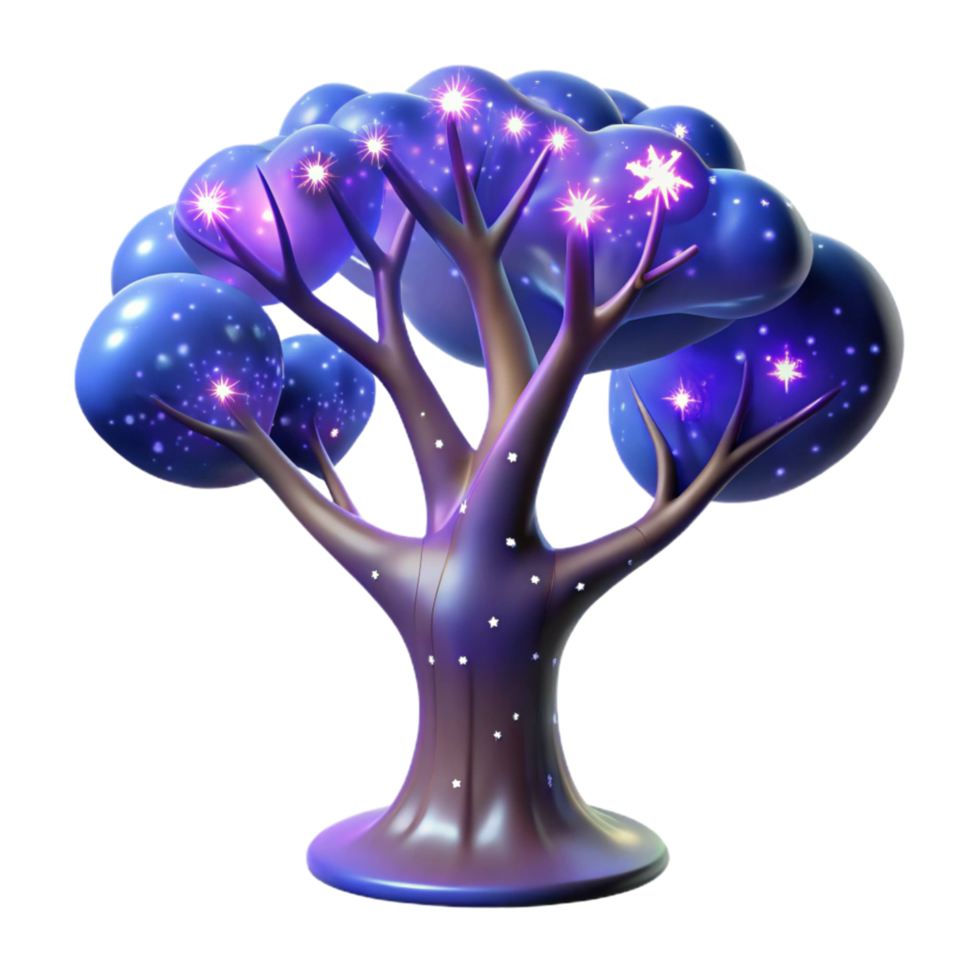 Glowing Nebula Tree 3D Render png