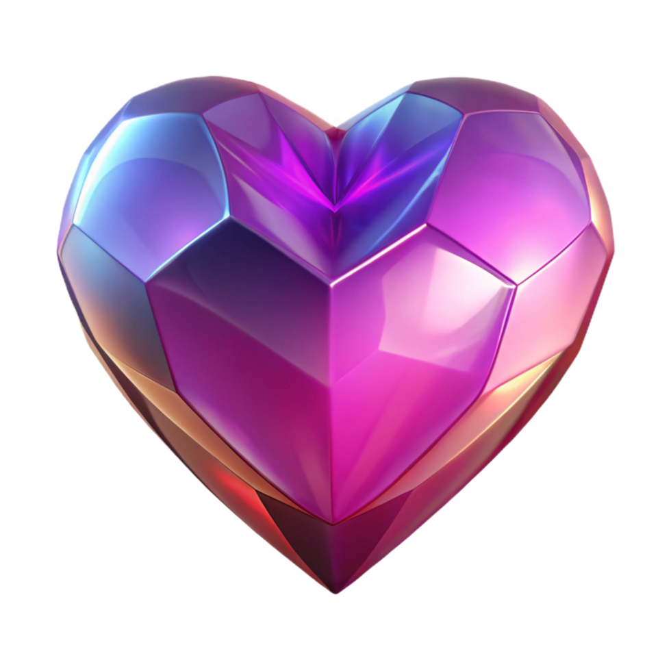 Vibrant Pink and Purple 3D Heart Gem Illustration Abstract Background Image png