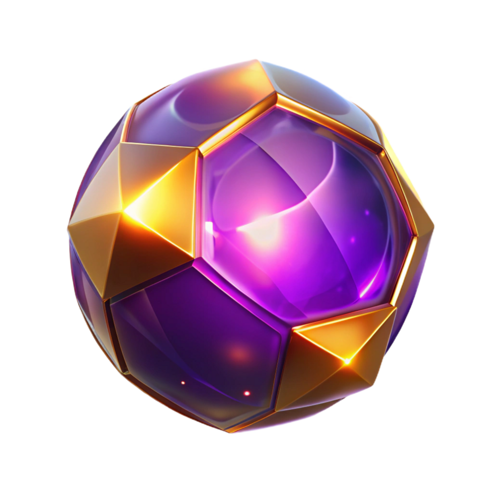 3D Render of a Purple and Gold Geometric Orb Abstract Background Image png