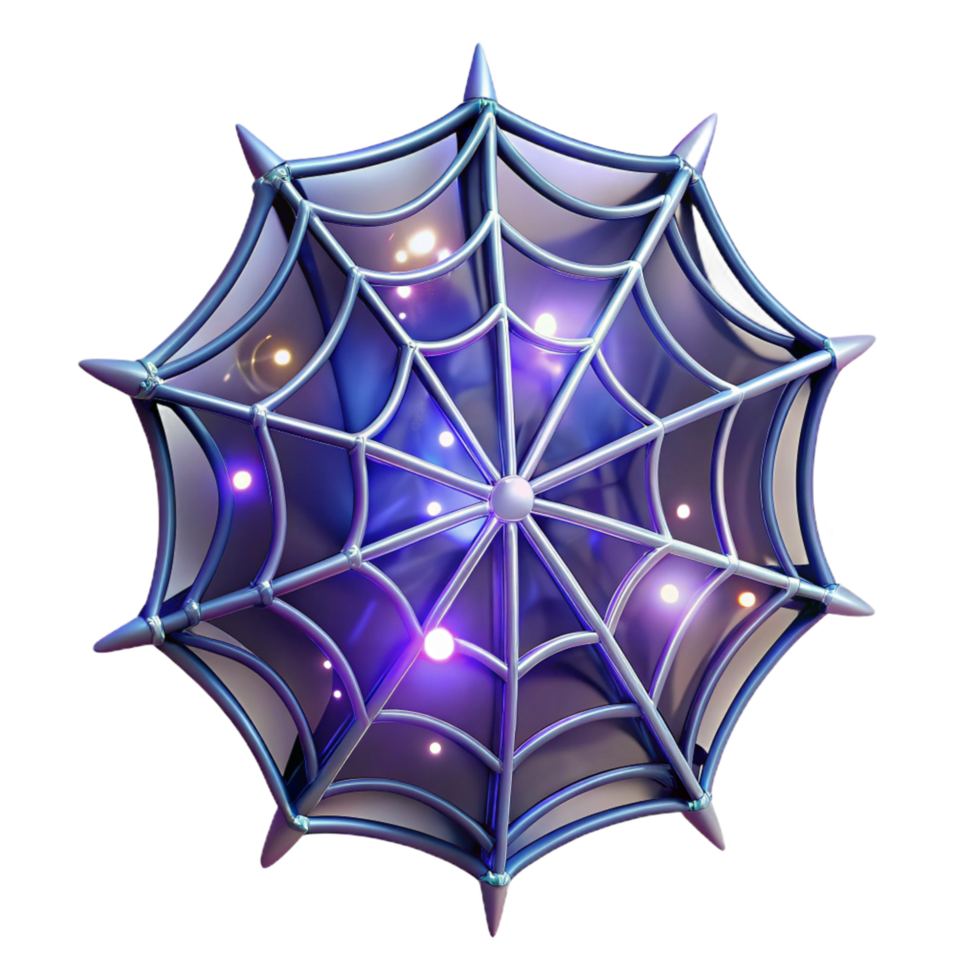 Intricate 3D Render of a Glowing Purple and Silver Spiderweb Design png