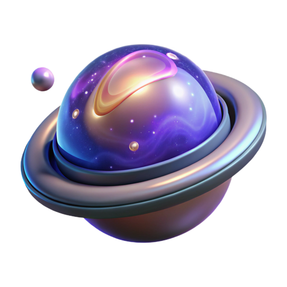 3D Render of a Futuristic Planet with Galaxy Inside and Rings A Stunning Abstract Space Background Image png
