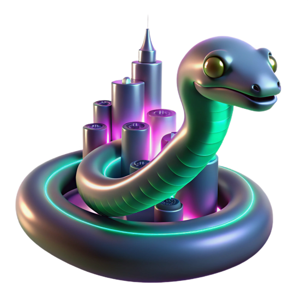 3D Illustration of a Cartoon Snake and City png