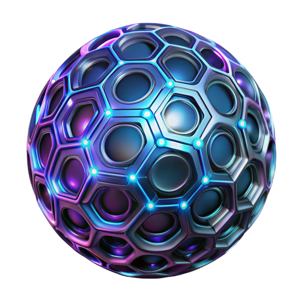 3D Render Abstract Sphere Hexagon Network png