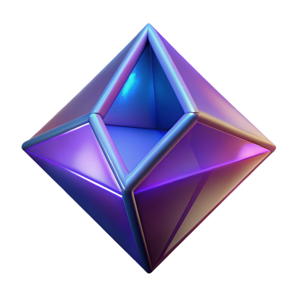 Abstract 3D Render of a Purple and Blue Geometric Crystal Structure png